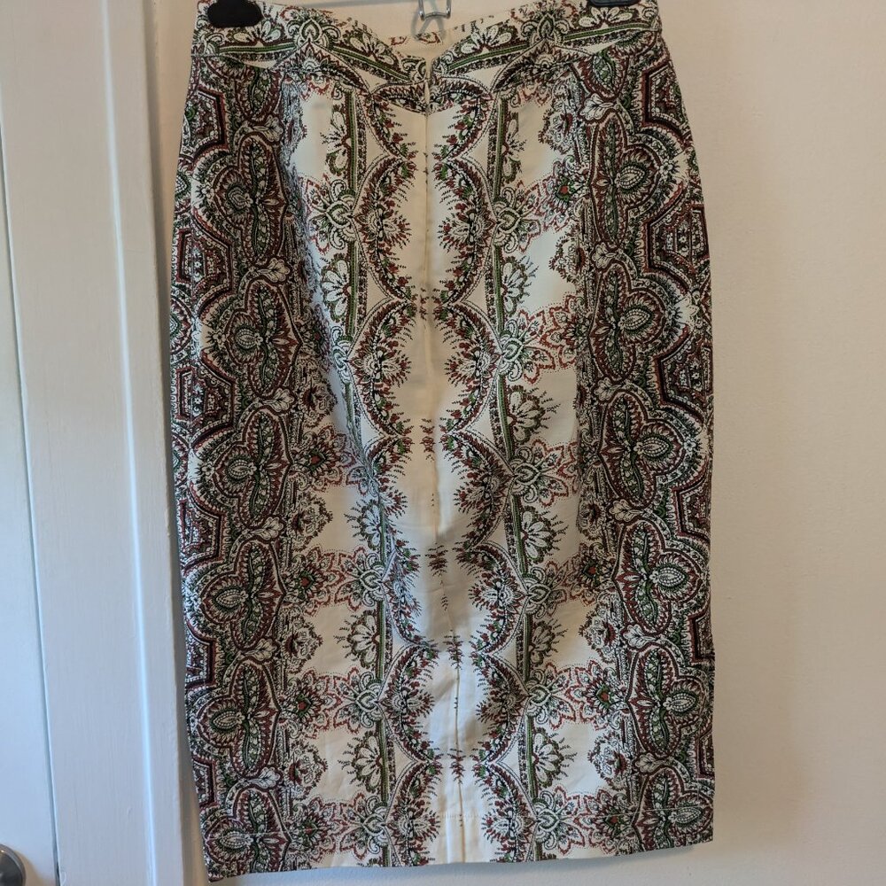 Anthropologie Maeve Printed White Button Front Skirt - Picture 8 of 11